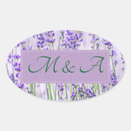 Pegatinas Boda Oval de Lavender Fields