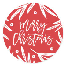 Pegatinas botánicas modernas de Navidad - Rojo