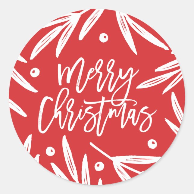 Pegatinas botánicas modernas de Navidad - Rojo (Anverso)