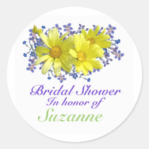 Pegatinas Bridal Shower Yellow Daisies Bouquet