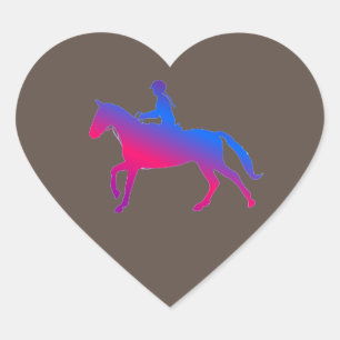 Pegatinas brillantes de corazón a caballo.