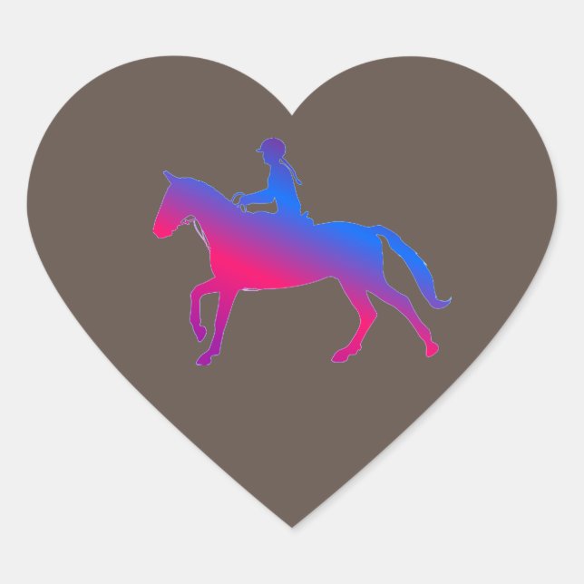 Pegatinas brillantes de corazón a caballo. (Anverso)