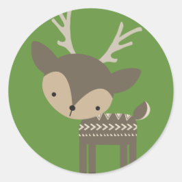 Pegatinas brillantes de la ronda de renos navideño