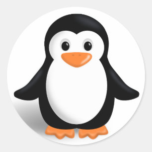 Pegatinas brillantes redondos del pingüino lindo