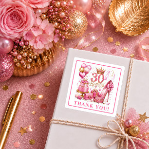 Pegatinas Brillantes Rosa de Moda para Cumpleaños