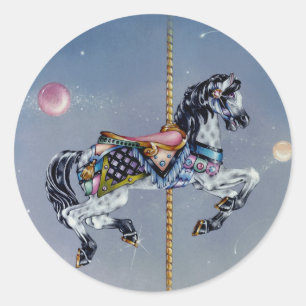 Pegatinas - caballo gris del carrusel de la yegua