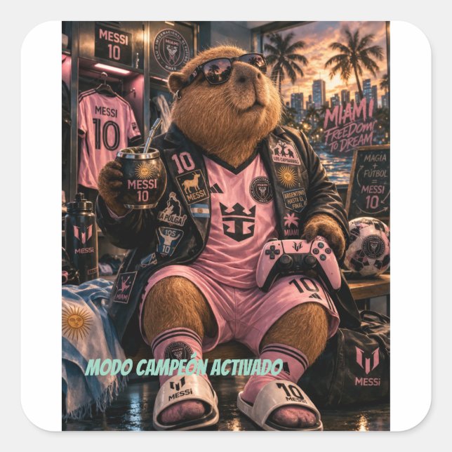 Pegatinas Capibarra 10. Modo campeón activado. (Anverso)