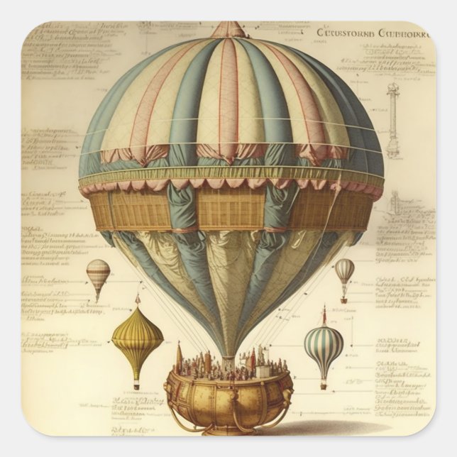 Pegatinas caprichosos de globos aerostáticos de Vi (Anverso)