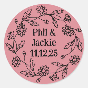 Pegatinas caprichosos del Círculo de Flores Negras