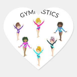 Pegatinas cardíacos del chica de gimnasia con 6 gi