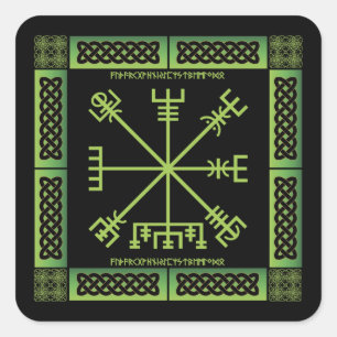 Pegatinas celtas Vegvisir (cuadrado)