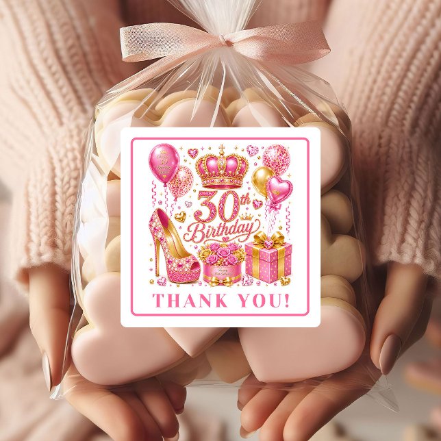 Pegatinas Chic Hot Pink Confetti 30 Cumpleaños (Chic Hot Pink Confetti 30th Birthday Stickers

)