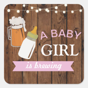 Pegatinas Chica de cerveza Baby Shower Preparando 