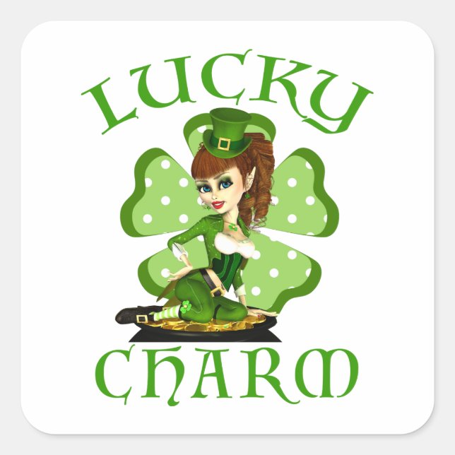 Pegatinas Chicas de Charm Leprechaun (Anverso)