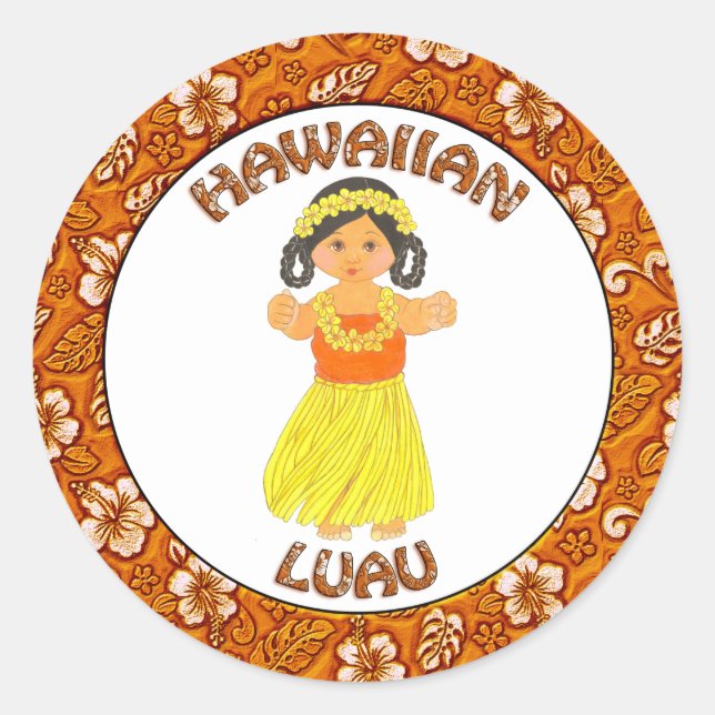 Pegatinas Chicas de Hawái - Luau ~ Hula (Anverso)