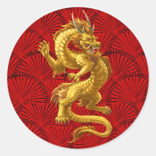 Pegatinas chinos del Dragón Oro Lucky