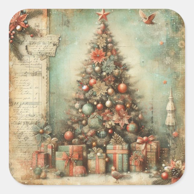 Pegatinas clásicos del árbol de Navidad (Anverso)