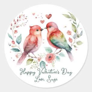 Pegatinas Coloridas de Pájaros de Amor para San Va
