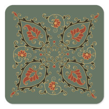 Pegatinas con diseño uzbeko verde terciopelo