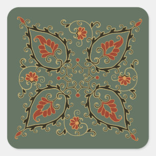 Pegatinas con diseño uzbeko verde terciopelo