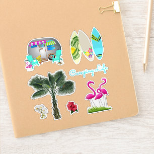 Pegatinas con forma de Camping Tropical de Florida