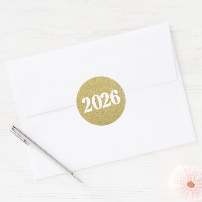 Pegatinas con purpurina dorada 2026  (Sobre)