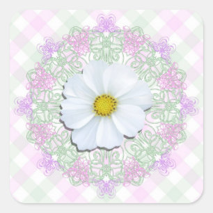 Pegatinas - Cosmos Blancos En El Lace Y El Lattice