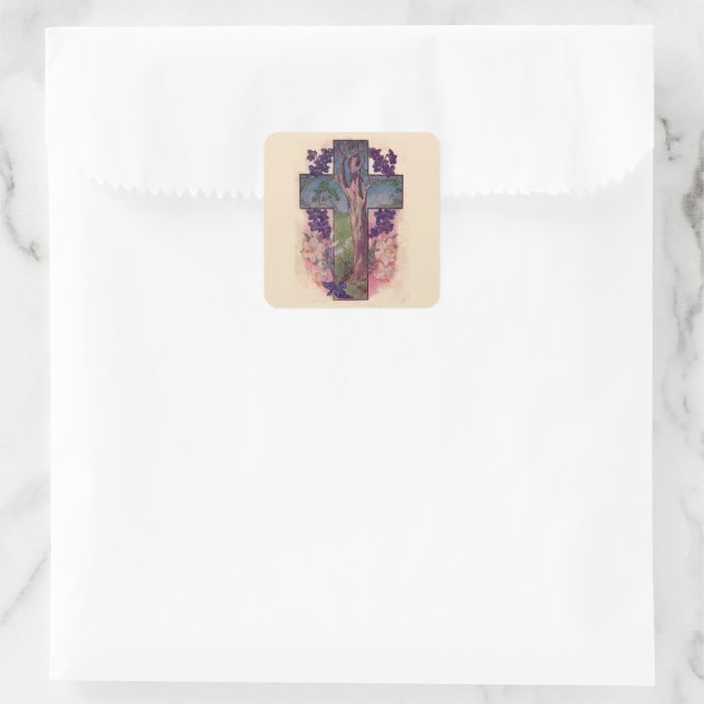 Pegatinas cristianas de Pascua de cruz y árbol (Bolso)