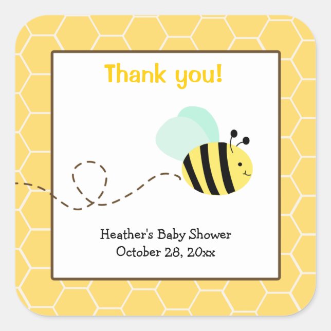 Pegatinas cuadradas de abeja bumble (Anverso)