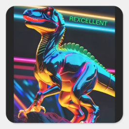 Pegatinas cuadradas de dinosaurio neon
