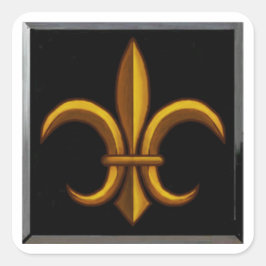 Pegatinas cuadradas de Fleur De Lis oscuras