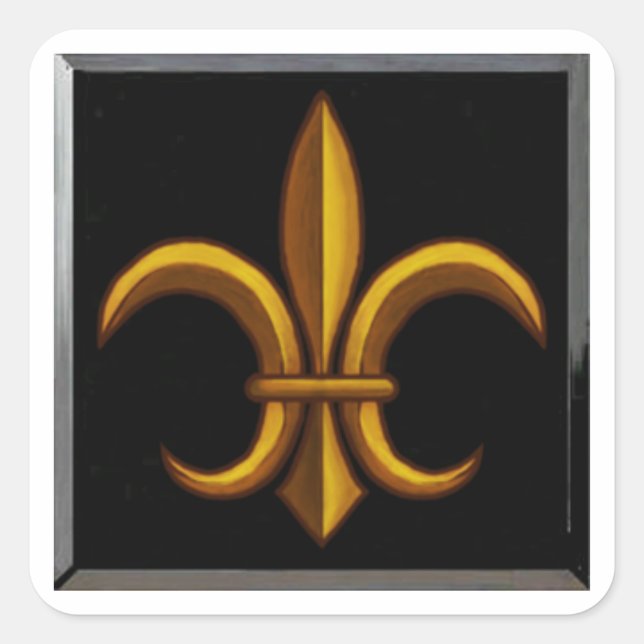 Pegatinas cuadradas de Fleur De Lis oscuras (Anverso)