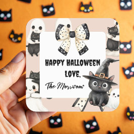 Pegatinas cuadradas de Halloween de fantasmas sonr