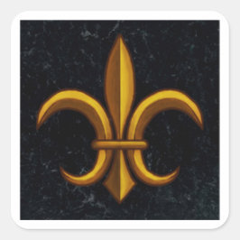 Pegatinas cuadradas de mármol oscuro Fleur De Lis