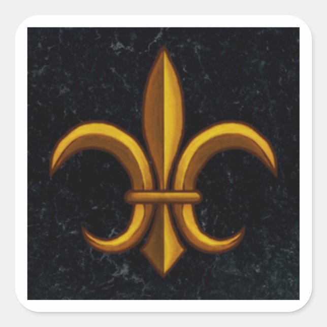Pegatinas cuadradas de mármol oscuro Fleur De Lis (Anverso)