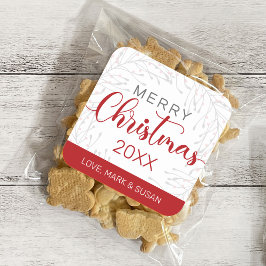 Pegatinas cuadradas de Navidad (blanco)