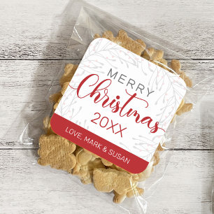 Pegatinas cuadradas de Navidad (blanco)