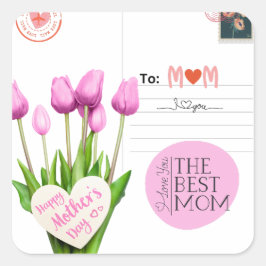 Pegatinas cuadradas del Día de la Madre