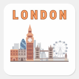 Pegatinas cuadradas del horizonte de Londres