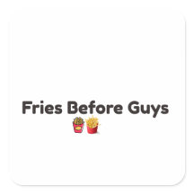 Pegatinas cuadradas divertidas de comida Fries Bef