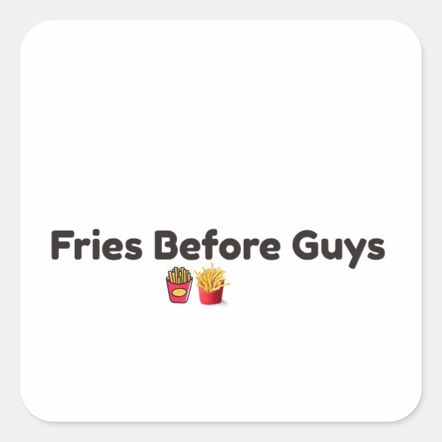 Pegatinas cuadradas divertidas de comida Fries Bef (Anverso)