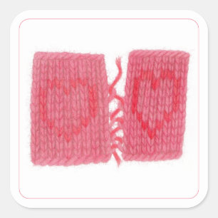 Pegatinas cuadradas grandes DOS CORAZONES TRICOTAD