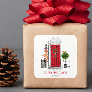 Pegatinas cuadradas para puerta de Navidad de vaca