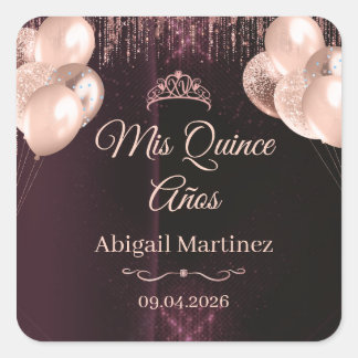 Pegatinas cuadradas personalizadas para Quinceañer