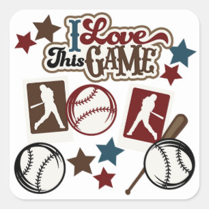 Pegatinas cuadrados/Béisbol "Me encanta este juego