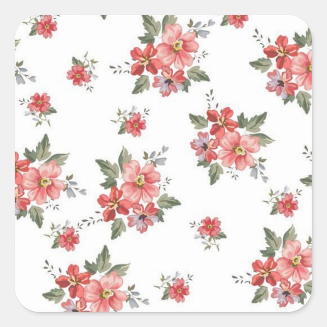 Pegatinas cuadrados con encantadores diseños flora (Anverso)