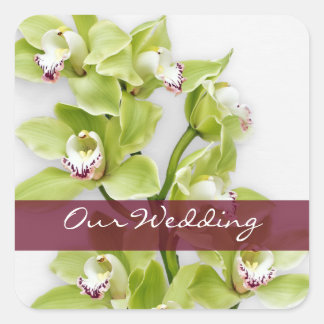 Pegatinas cuadrados de Boda de orquídeas de cibidi