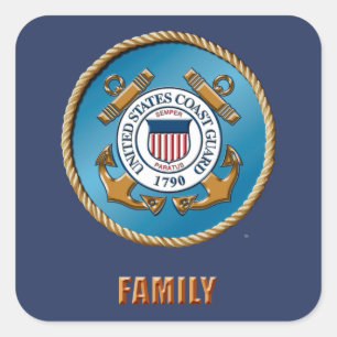 PEGATINAS cuadrados de la familia USCG, brillante