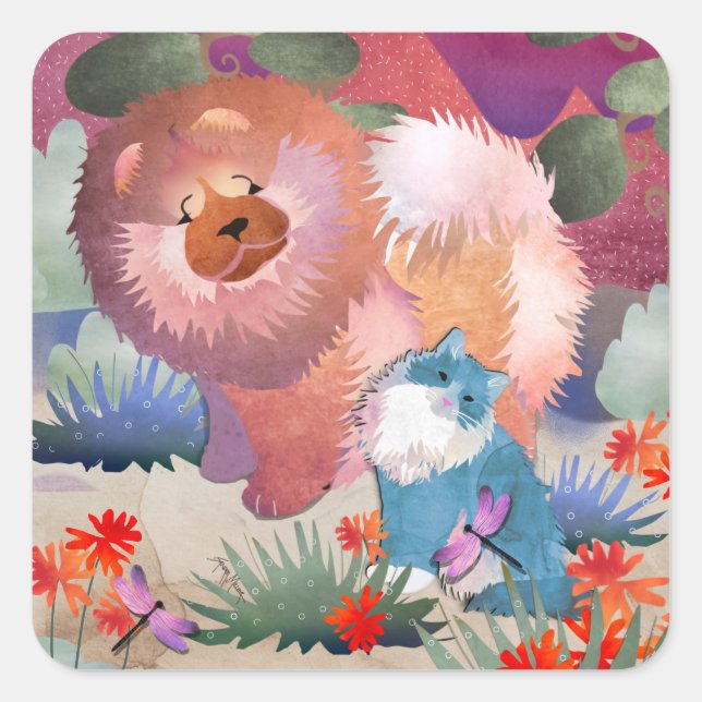 Pegatinas cuadrados de LIONZ y DRAGONZ (Anverso)