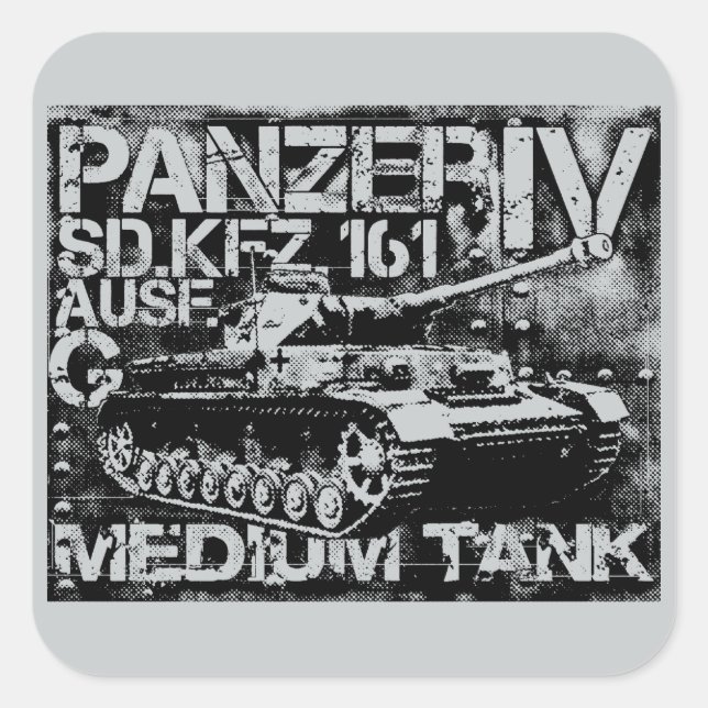 Pegatinas cuadrados de Panzer IV (Anverso)